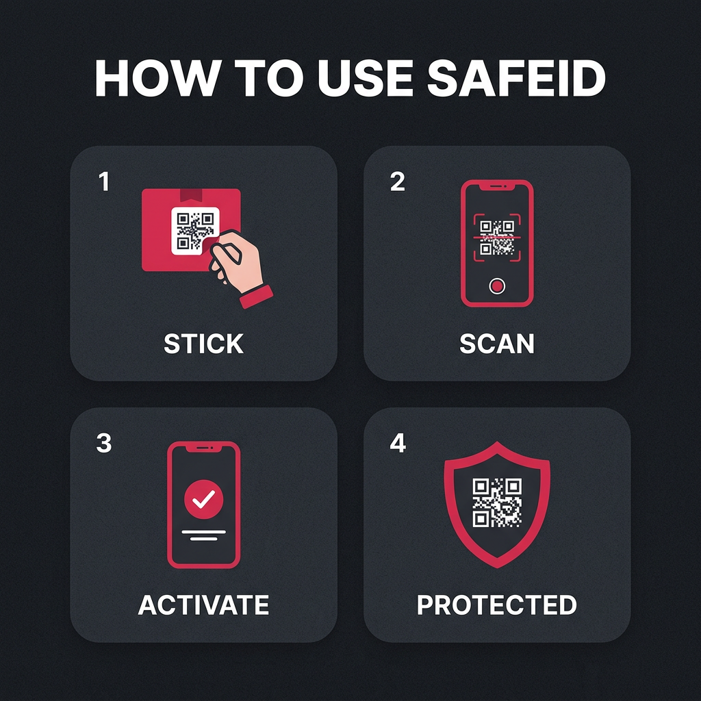 SafeID QR Smart Helmet/Bike Tag 4